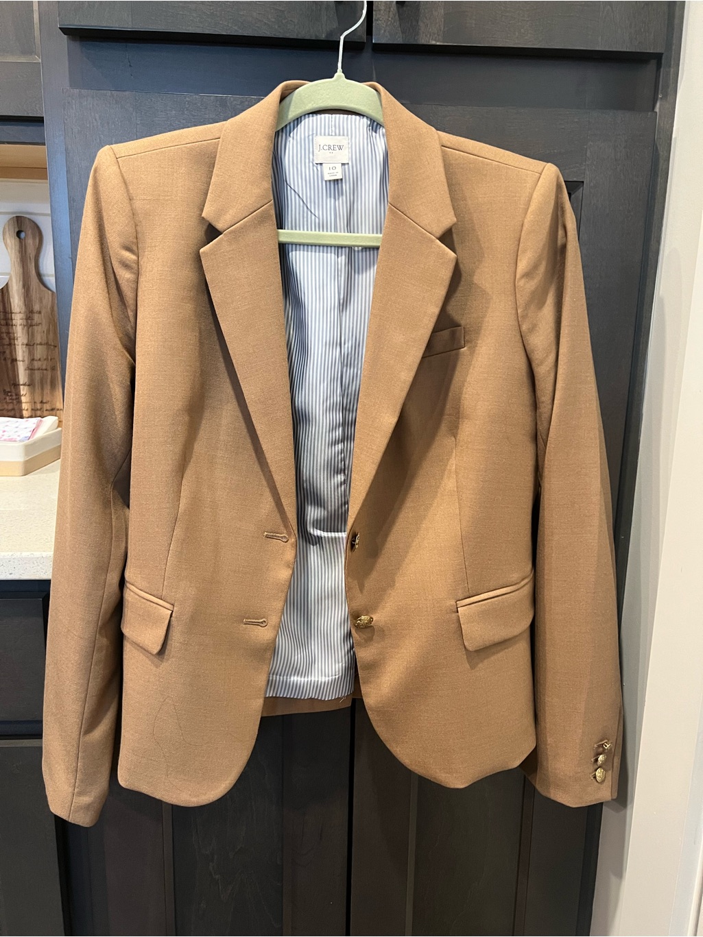 J.Crew Tan Gold Button Tailored Schoolboy Blazer Jacket Size 10